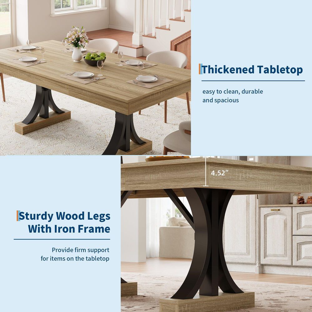 GARVEE 71" Rectangular Dining Table with Two Storage Drawers in Aged Natural - Table Only, , large
