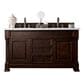 James Martin Vanities Brookfield 60" Double Bathroom Vanity in Burnished Mahogany with 3 cm Arctic Fall Solid Surface Top and Rectangle Sink, , large