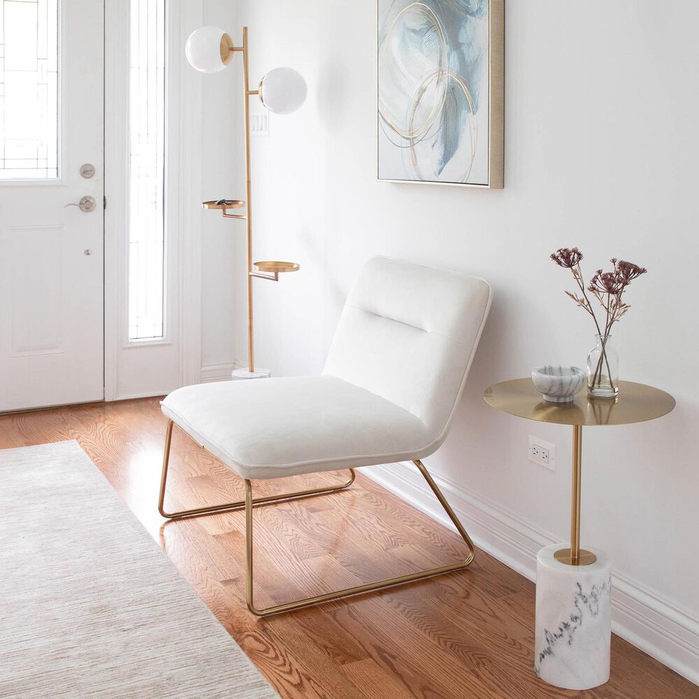 Lumisource Casper Accent Chair in Cream Velvet and Gold, , large