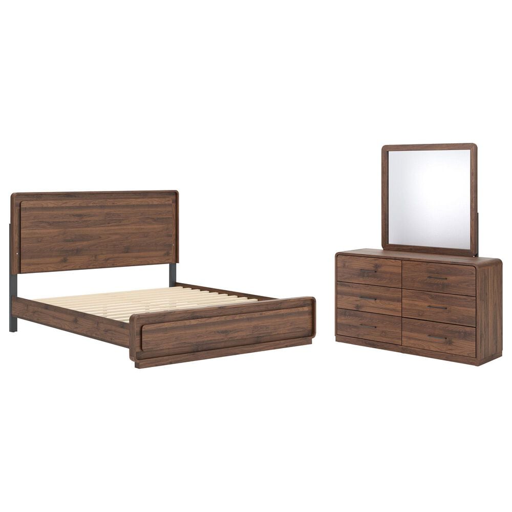Ashley Fortlorn 3-Piece King Bedroom Set in Walnut Brown with LED Light, , large