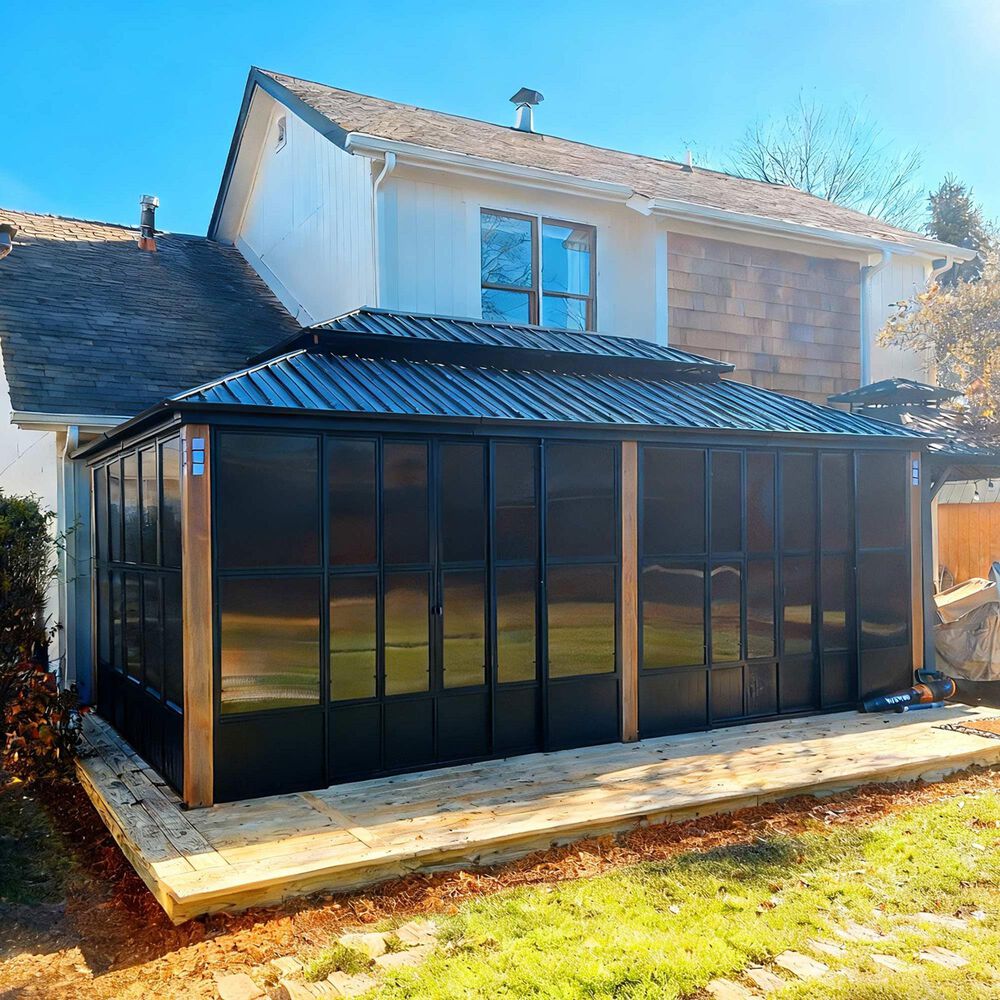 HOMLUX 12' x 20' Outdoor Hardtop Gazebo with Aluminum Frame in Black, , large