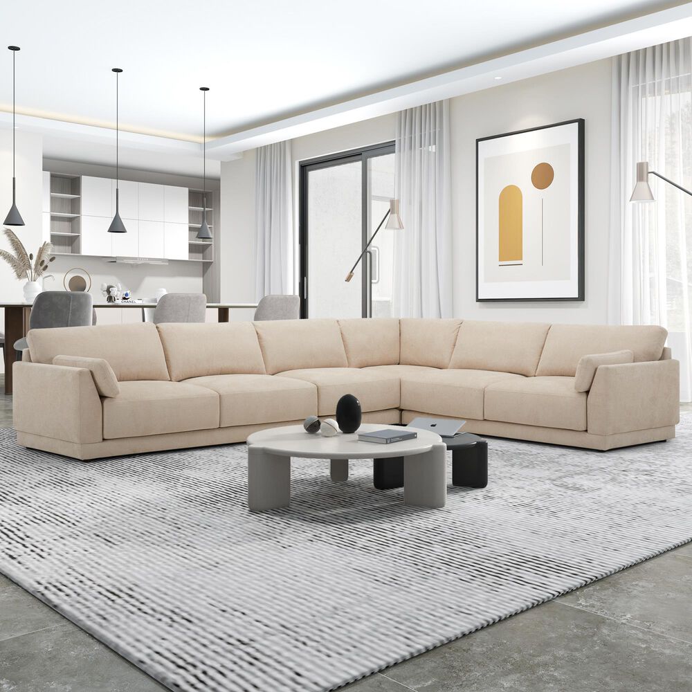 Kuka &#40;Hk&#41; Trade Co Lmt Motion Becki Owens 4-Piece Stationary Right Facing Sectional in Pacific Ecru, , large