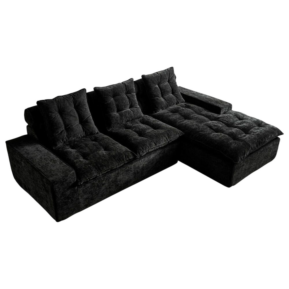 HOMLUX 2-Piece Right Facing Sectional with Chaise in Black, , large