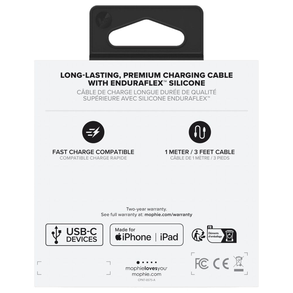 Mophie 6 Ft. USB C To Apple Lightning Cable in Black, , large