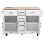 HOMLUX 56.5"" Kitchen Island with Drop Leaf in White and Natural, , large