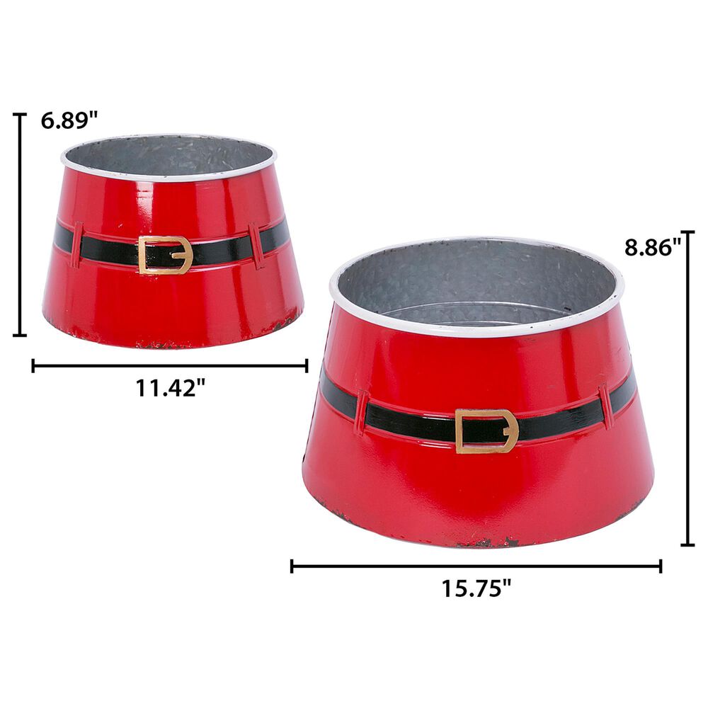 The Gerson Company 2-Piece Nesting Santa Belt Christmas Tree Base Set in Red, , large