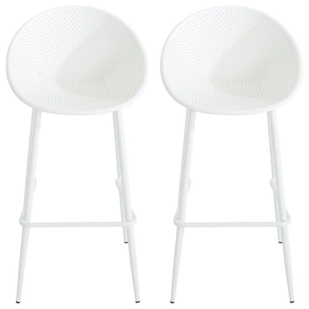 Hearth and Haven Gable Outdoor Barstool with Metal Frame in White (Set of 2), , large
