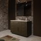 Lexora Home Abbey 48" Single Bathroom Vanity in Brown Oak with 2 cm White Quartz Top and Rectangular Sink, , large