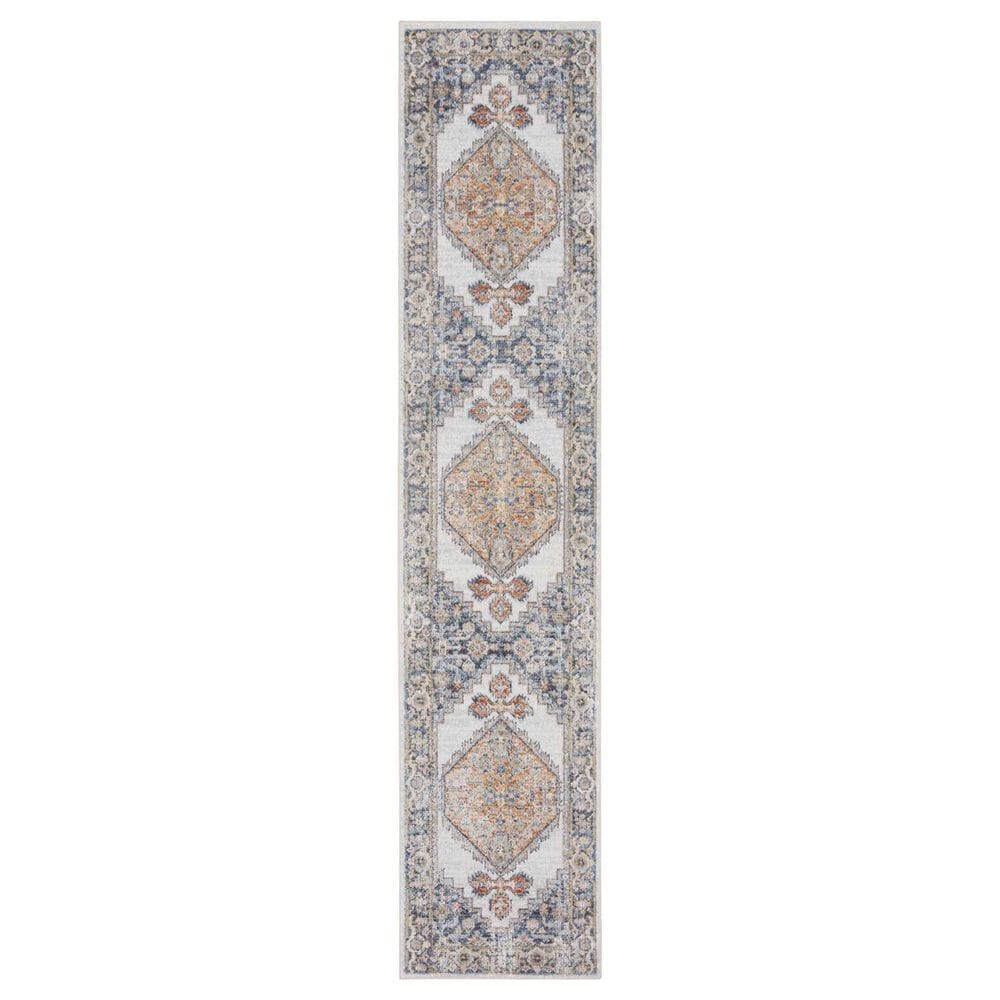 Nourison Astra Machine Washable 2"2" x 8" Grey and Gold Runner, , large