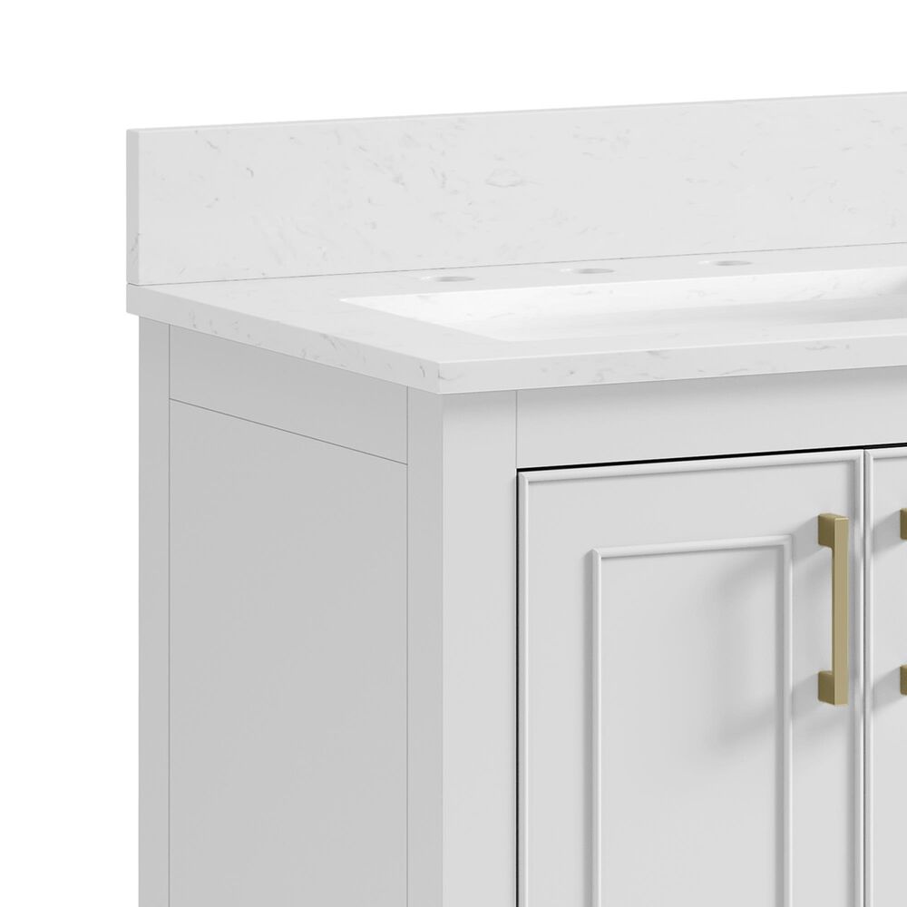 37B Lucerne 24" Single Bathroom Vanity Cabinet in Bright White with Marble Top and Backsplash, , large