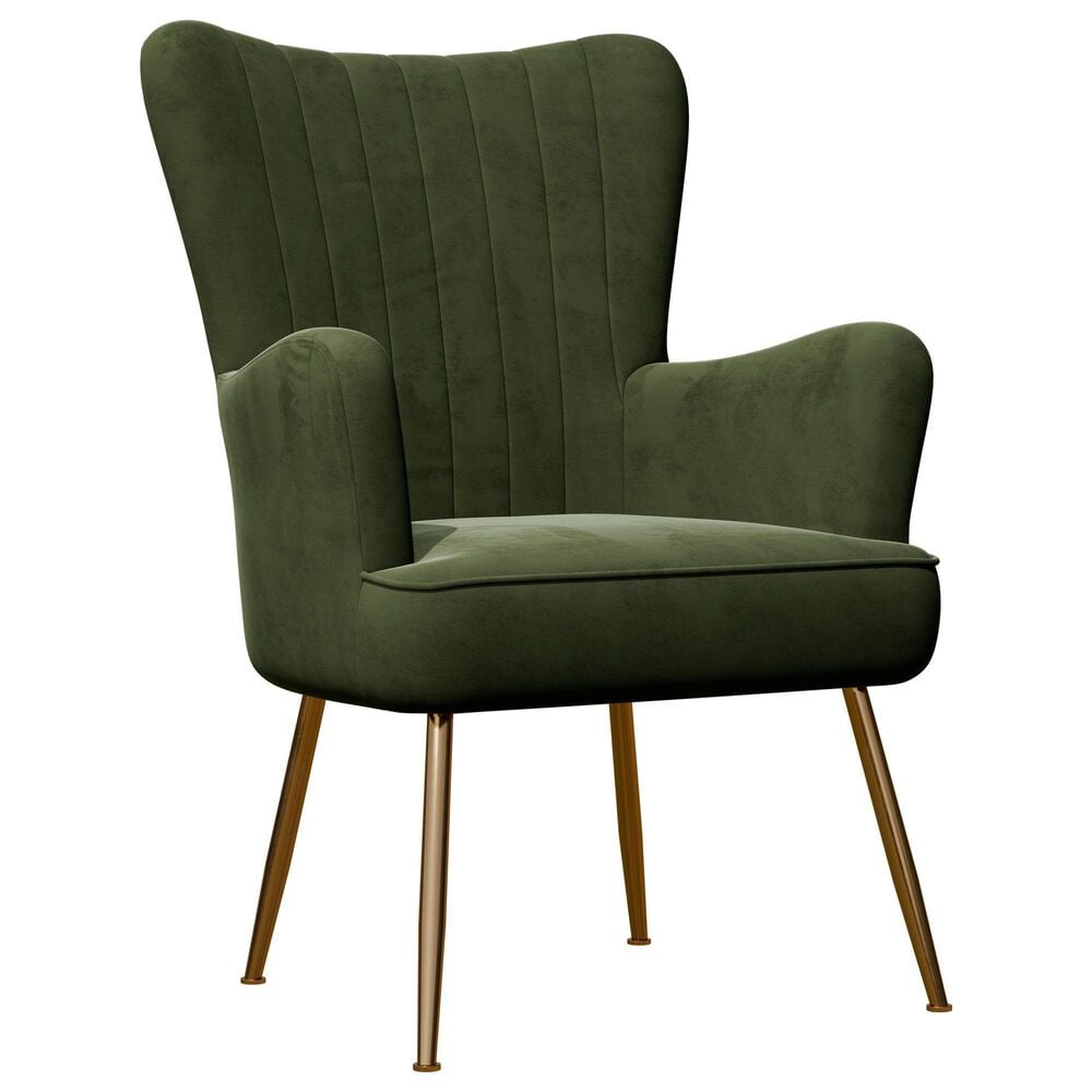 Emerald Home Furnishings Amera Accent Chair in Dark Green, , large