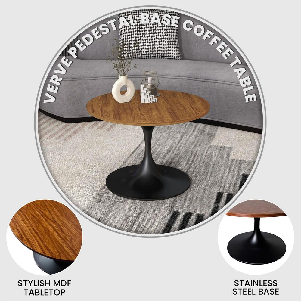 Leisuremod Verve 27&quot; Coffee Table with MDF Top in Black and Brown, , large