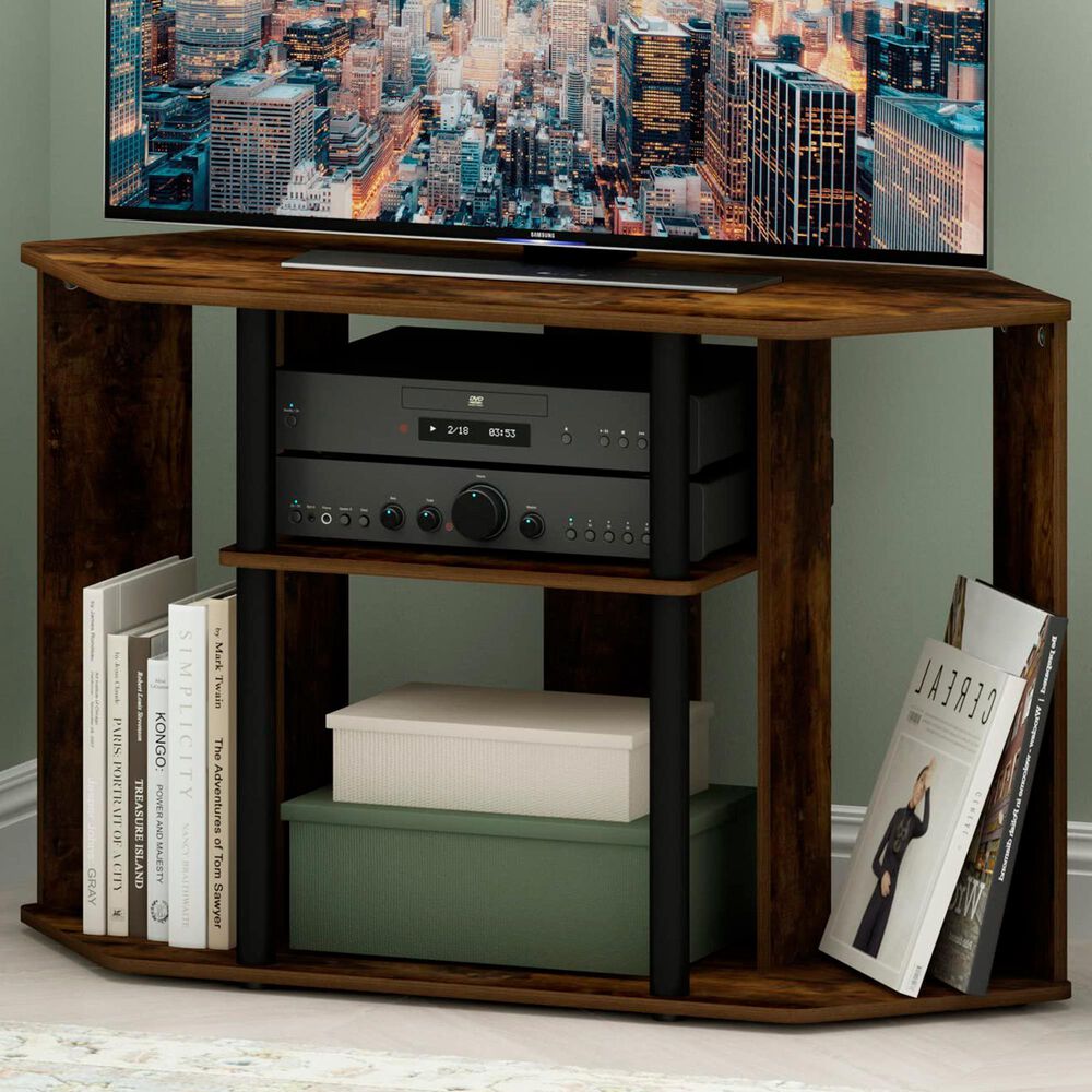 HOMLUX 39" TV Stand in Amber Pine and Black, , large