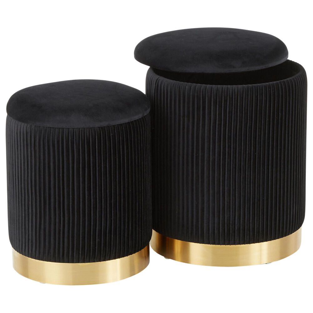Lumisource Marla 2-Piece Nesting Ottoman Set in Black, , large