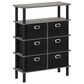 HOMLUX 5-Tier Modern Storage Bookshelf with 6 Storage Bins in French Oak Grey and Black, , large