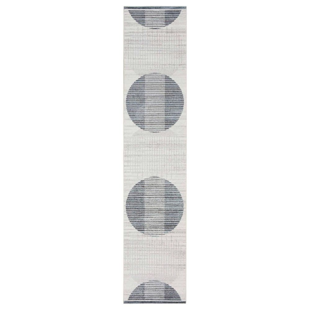 Nourison Astra Machine Washable ASW03 2"2" x 8" Ivory and Blue Runner, , large