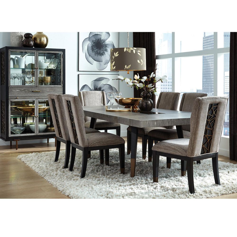 Nicolette Home Ryker Rectangular Dining Table in Black, Grey, and Aged Brass, , large