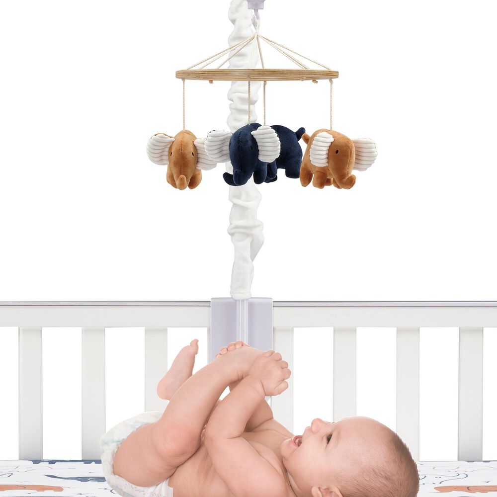 Lambs and Ivy Playful Elephant Musical Baby Crib Mobile Soother Toy in
