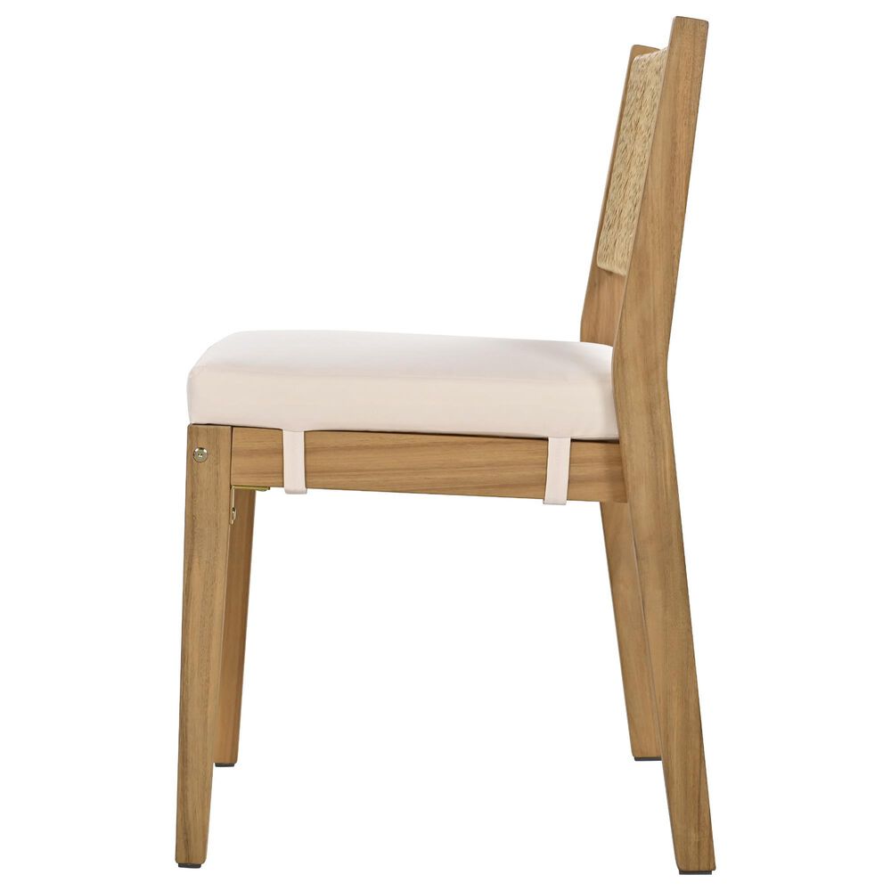 Hearth and Haven 5-Piece Outdoor Wooden Dining Set with U-Leg Table and Cushioned Chairs in Beige, , large