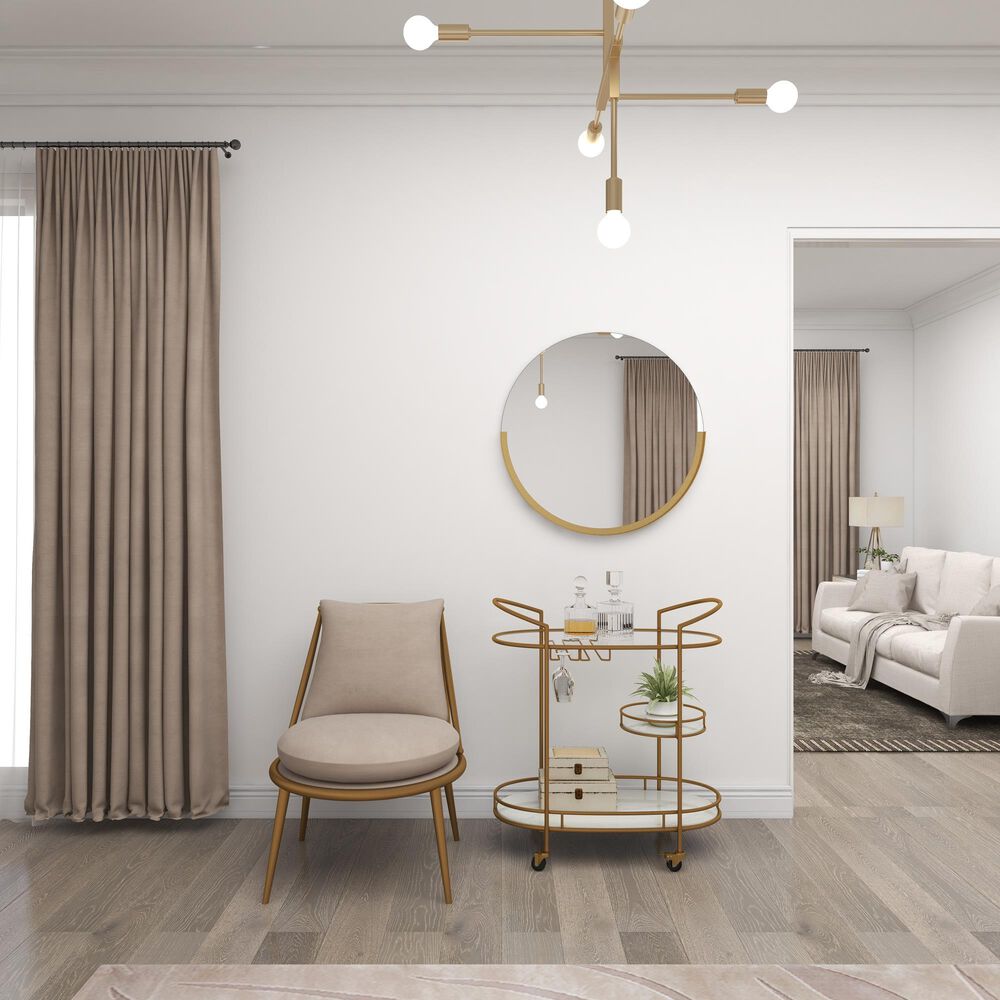 Maple and Jade 30&quot; Round Wall Mirror in Matte Gold, , large