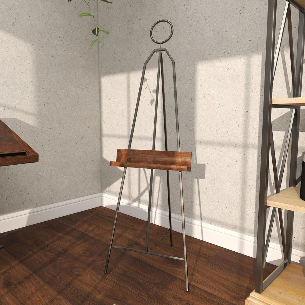 Maple and Jade Large Adjustable Display Easel with Wood Tray in Matte Black and Natural, , large