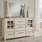 Ashley Shaybrock 5-Drawer Dresser and Mirror in Antique White and Brown, , large