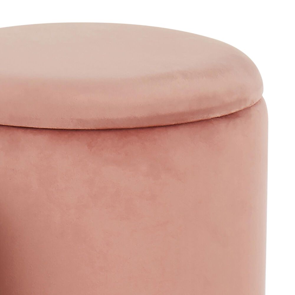 Lumisource Marla 2-Piece Nesting Ottoman Set in Pink Velvet and Gold, , large