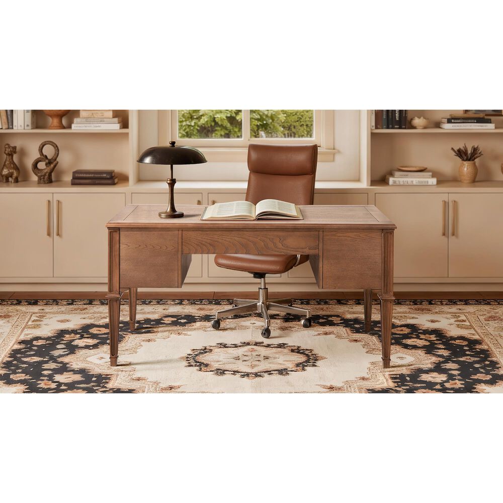 Jennifer Taylor Home Dauphin 59" 5-Drawer Executive Desk in Brown, , large