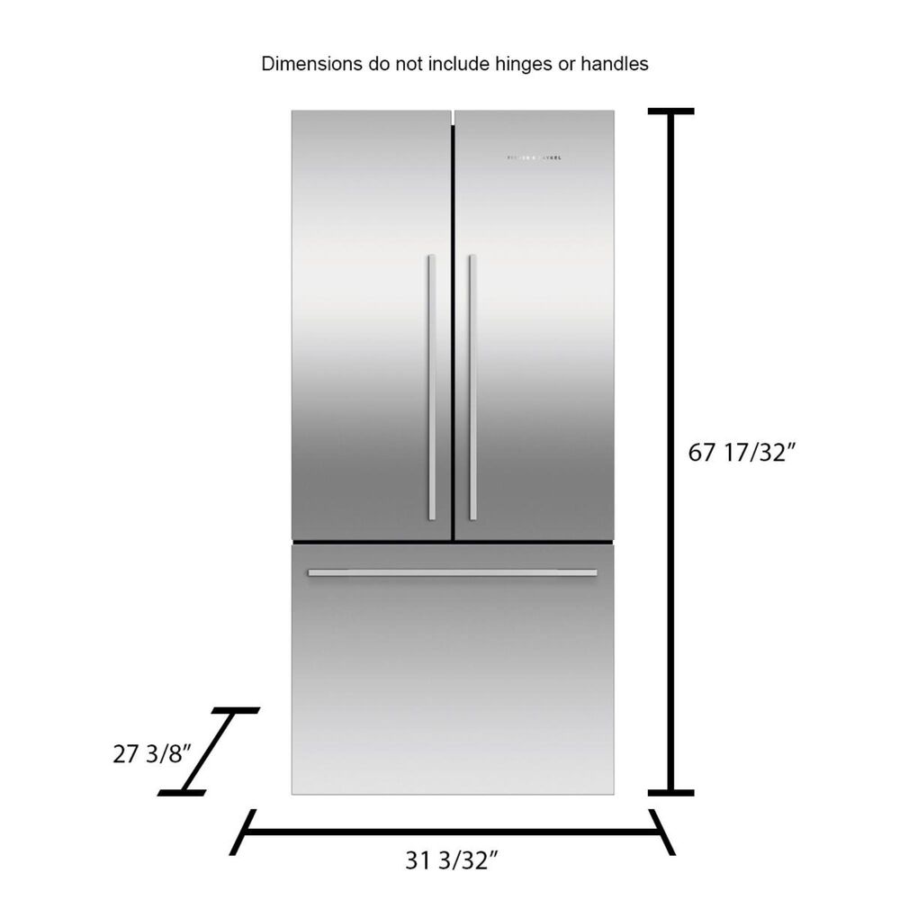 Fisher &amp; Paykel 17.0 Cu. Ft. 3-Door French Door Refrigerator in Stainless Steel, , large