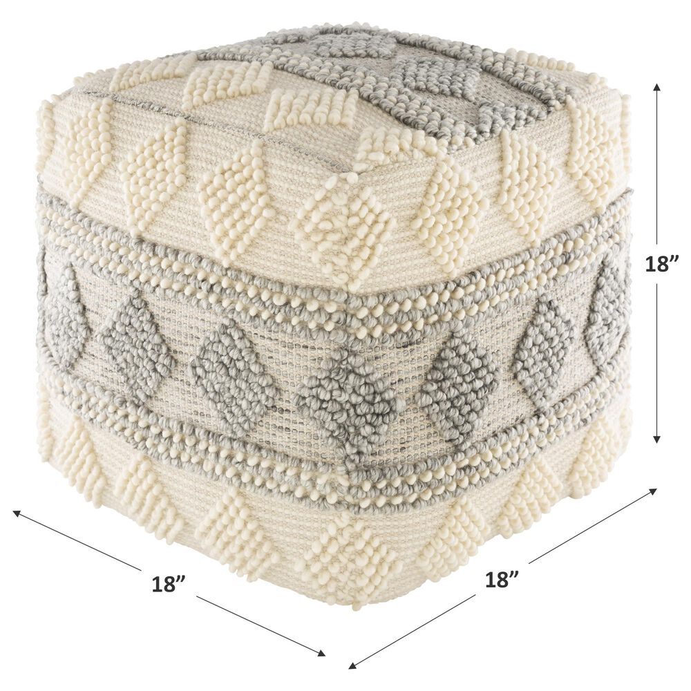 Surya Anders Pouf in Gray/Cream/Khaki, , large