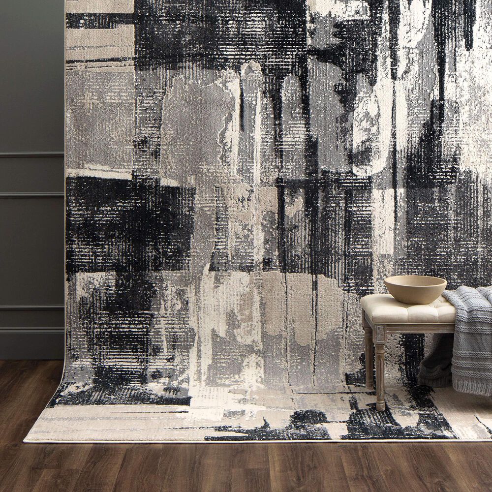 Karastan Epiphany Brush Strokes 5'3" x 7'10" Soot Area Rug NFM