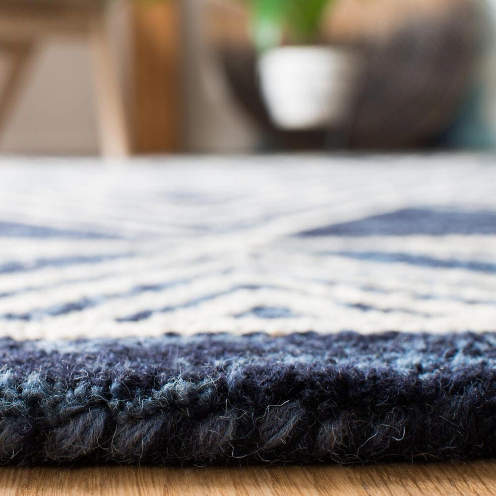 Safavieh Micro-Loop Southwestern 2&#39;3&quot; x 7&#39; Ivory and Navy Runner, , large