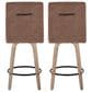 LumiSource Hank Swivel Counter Stool with Brown Fabric Upholstery in Whitewashed and Black (Set of 2), , large