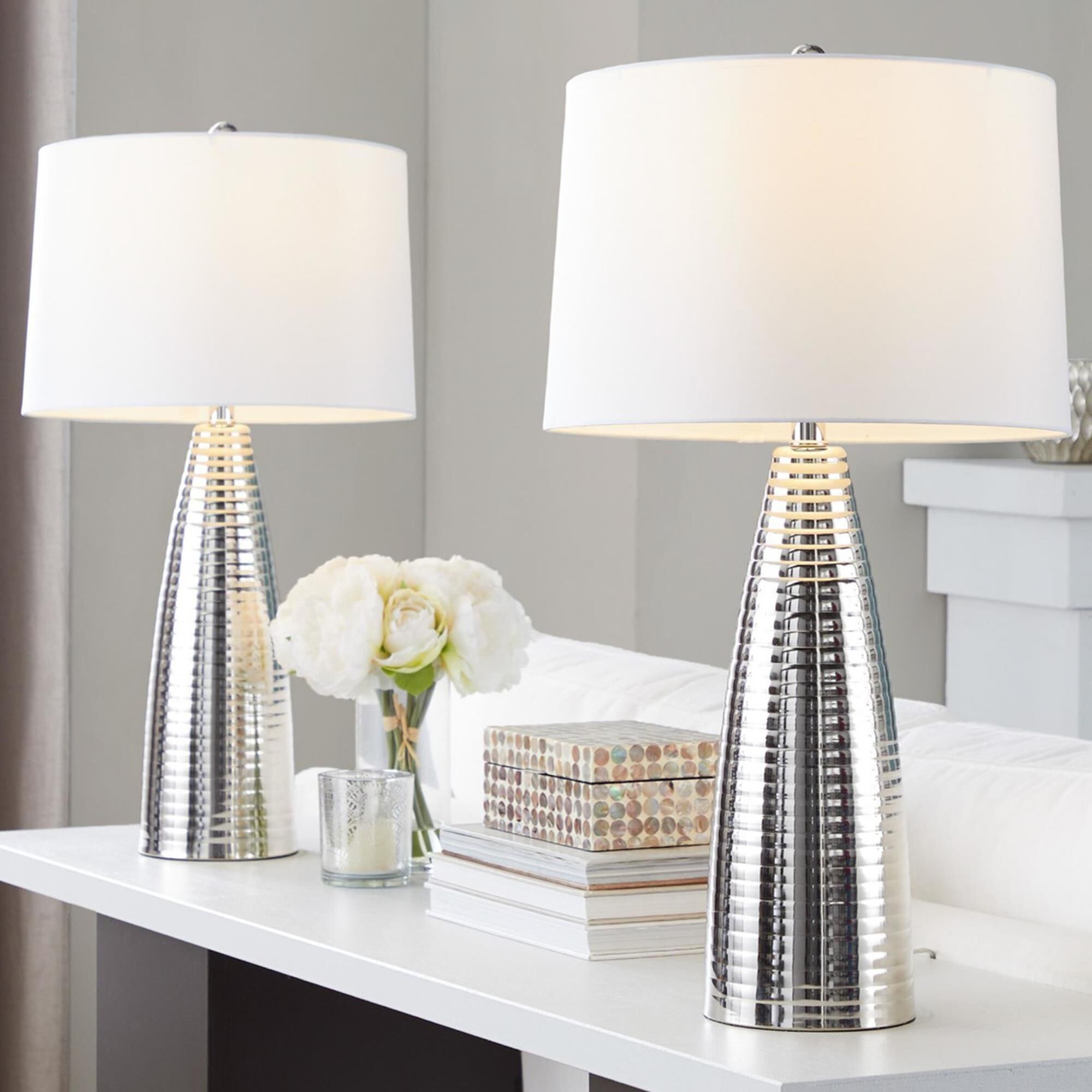 Grandview Gallery Maya 27 Metal Table Lamp in Polished Nickel