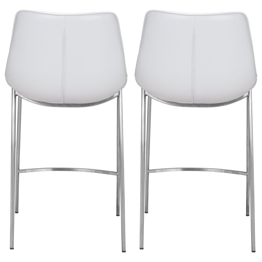 Zuo Modern Magnus Counter Chair in White/Silver &#40;Set of 2&#41;, , large
