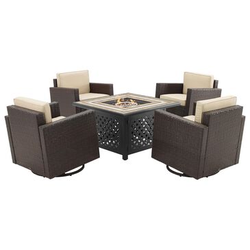 Crosley Furniture Palm Harbor 5-Piece Patio Dining Set in Sand, , large