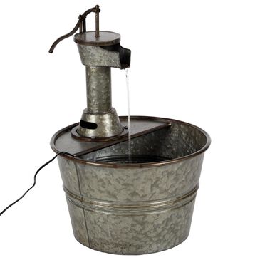 Maple and Jade Indoor/Outdoor Fountain with Pump Faucet in Galvanized Gray, Rusted Brown and Black, , large