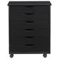 Linon Home Decor Cary 6-Drawer Wide Rolling Cart in Black, , large