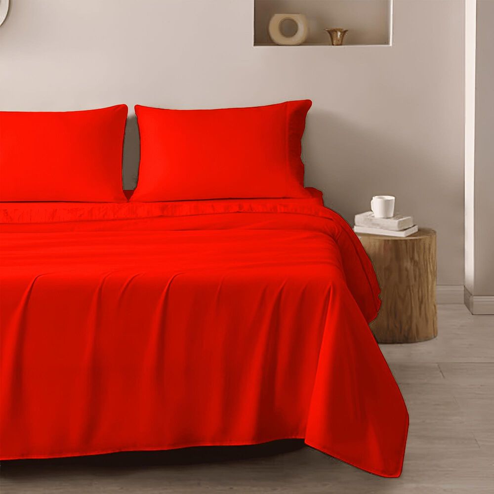 Trade Linker 3-Piece Twin/Twin XL Microfiber Sheet Set in Bright Red, , large