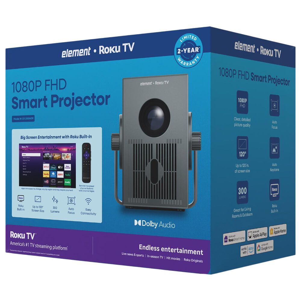 Element Roku 1080P FHD Smart Projector in Gray, , large
