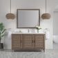 James Martin Vanities Portland 60" Single Bathroom Vanity in Whitewashed Walnut with Single Hole 3 cm White Zeus Quartz Top and Rectangular Sink, , large