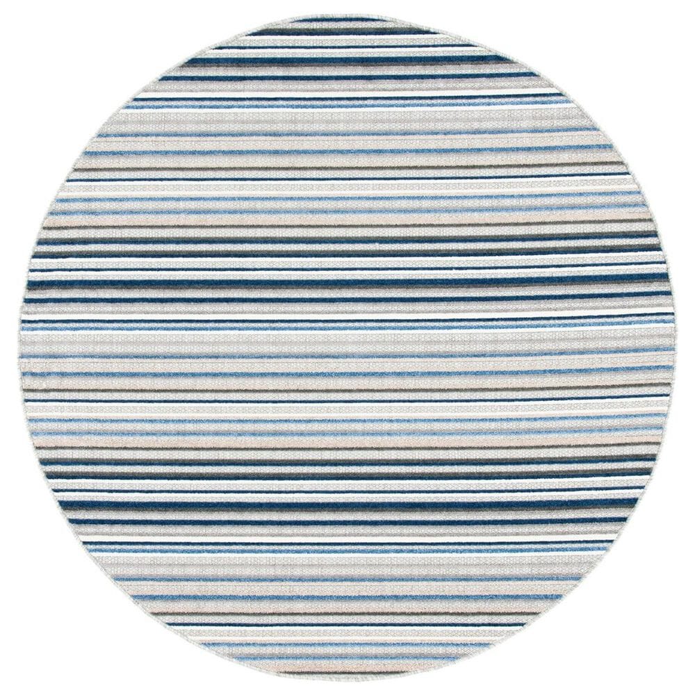 Safavieh Cabana CBN323F 6"7" Round Grey and Blue Indoor/Outdoor Area Performance Rug, , large