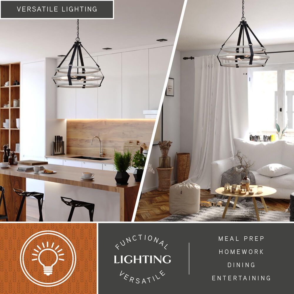 Vaxcel Taylor 4-Light Pendant in Textured Black and Ash Gray, , large