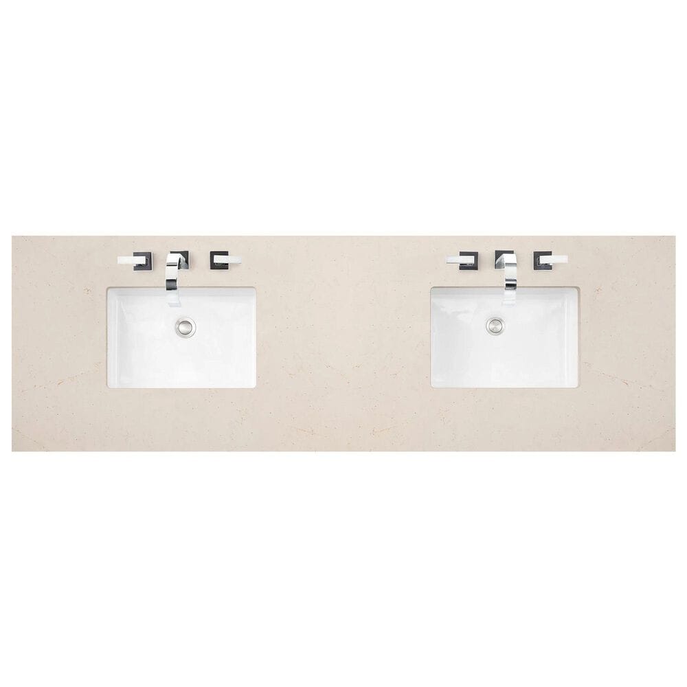 James Martin Vanities Bristol 72&quot; Double Bathroom Vanity in Saddle Brown with 3 cm Eternal Marfil Quartz Top and Rectangular Sinks, , large