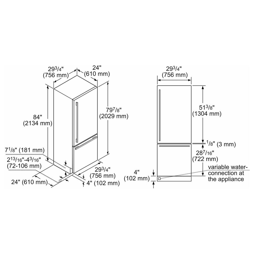 Thermador 30&quot; Bottom Freezer Refrigerator in Stainless Steel, , large