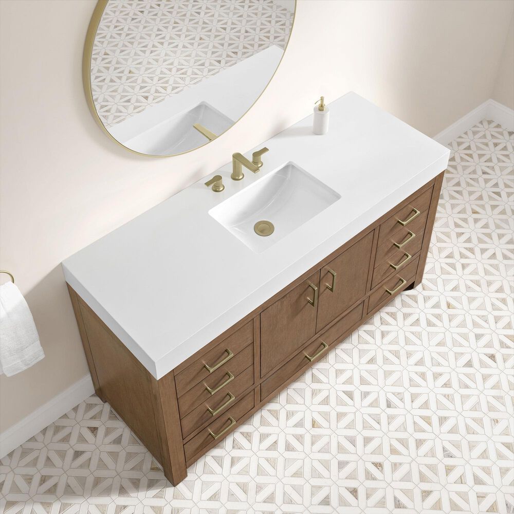 37B Alanya 60" Single Bathroom Vanity in Walnut Drift with White Composite Stone Top, , large