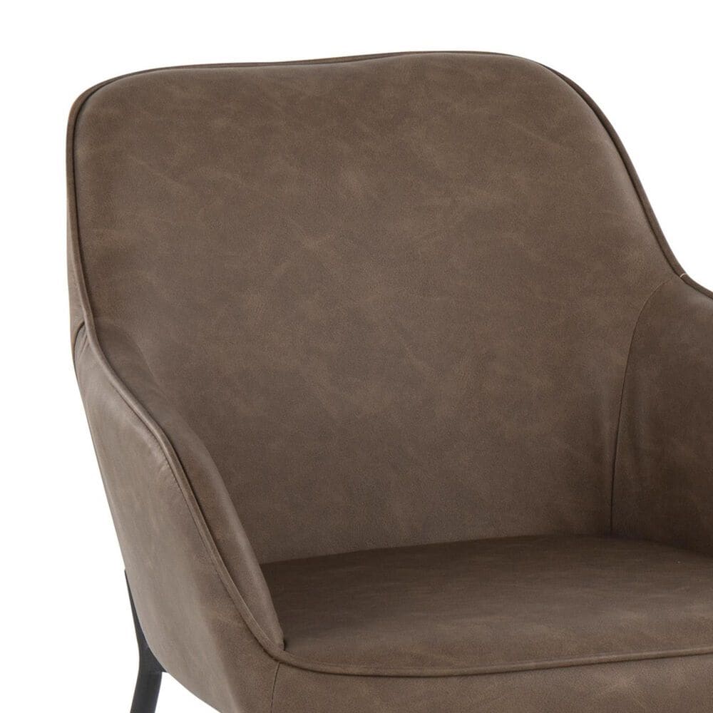 LumiSource Daniella Arm Chair with Espresso Faux Leather Cushion in Black (Set of 2), , large