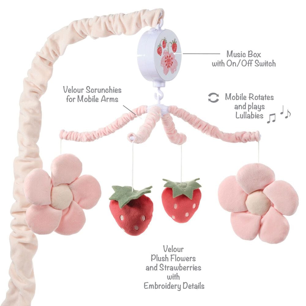 Lambs &amp; Ivy Flower Power Musical Baby Crib Mobile in Pink, , large