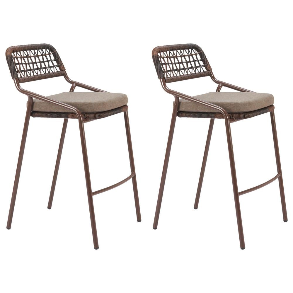 Zuo Modern Rio Patio Barstool in Brown (Set of 2), , large