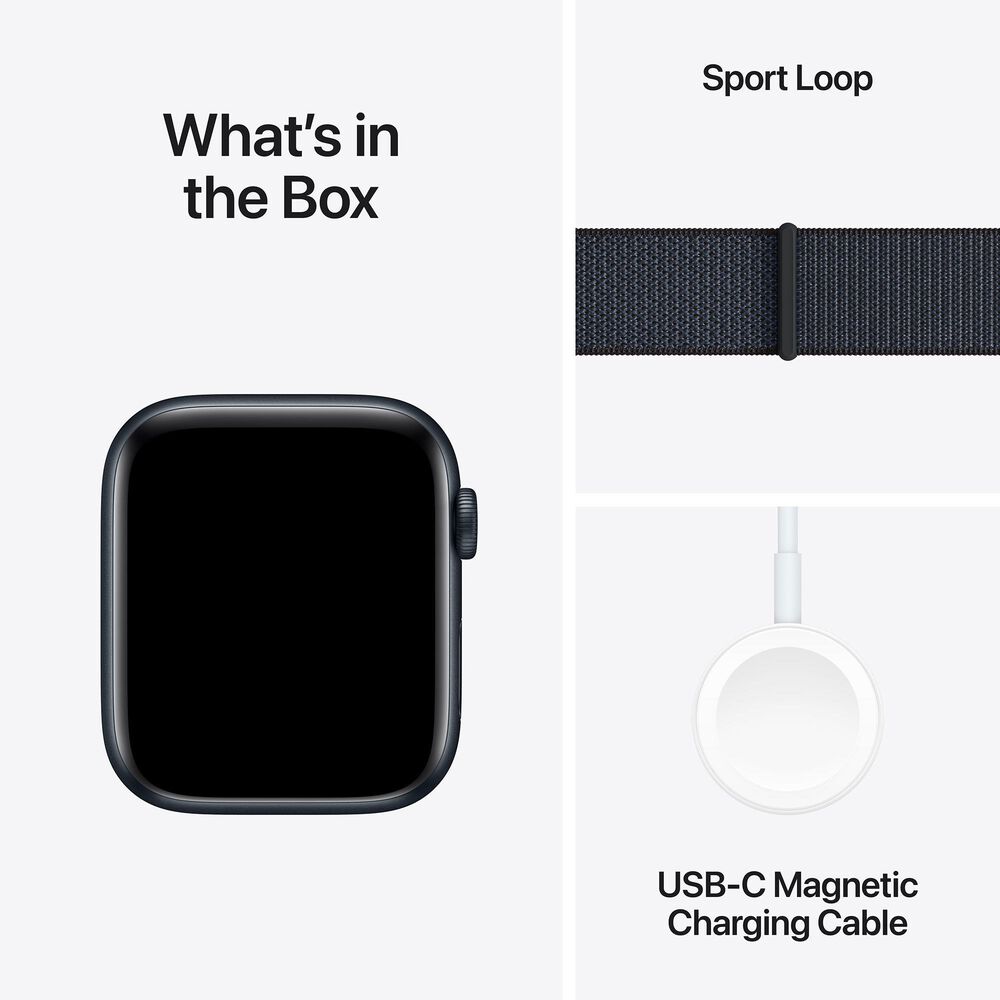 Apple Watch SE GPS + Cellular 44mm Midnight Aluminum Case with Ink Sport Loop, , large